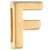 Poussoir lettre alphabet 15x10 mm - F - pour lacet 10 mm - Doré à l'or fin x1|raw }}