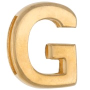 Poussoir lettre alphabet 15x12 mm - G - pour lacet 10 mm - Doré à l'or fin x1