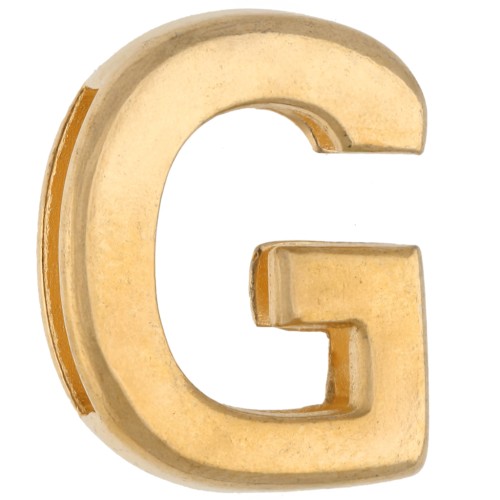Poussoir lettre alphabet 15x12 mm - G - pour lacet 10 mm - Doré à l'or fin x1