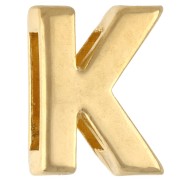 Poussoir lettre alphabet 15x12 mm - K - pour lacet 10 mm - Doré à l'or fin x1|raw }}