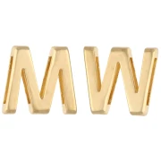 Poussoir lettre alphabet 15x17 mm - M ou W - pour lacet 10 mm - Doré à l'or fin x1
