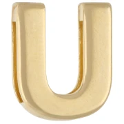 Poussoir lettre alphabet 15x13 mm - U - pour lacet 10 mm - Doré à l'or fin x1