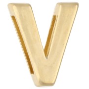 Poussoir lettre alphabet 15x13 mm - V - pour lacet 10 mm - Doré à l'or fin x1|raw }}