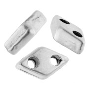 Perle losange 7x4 mm - double trou - Placage Argent fin vieilli x1
