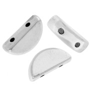Perle demi-lune 5x10 mm - double trou - Placage Argent fin vieilli x1