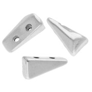 Perle triangle facetté 8x4 mm - double trou - Placage Argent fin vieilli x1