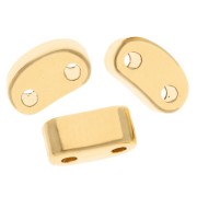 Perle rectangle arrondi bombé 6x3 mm - double trou - Doré à l'or fin x1