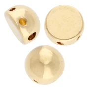 Perle demi-boule 6 mm - double trou - Doré à l'or fin x1