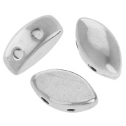 Perle navette bombé 8x4 mm - double trous - Placage Argent fin vieilli x1