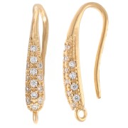 Crochets d'oreilles 20 mm avec oxyde de zirconium et anneau - Doré à l'or fin x2|raw }}