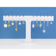 Crochets d'oreilles 20 mm avec oxyde de zirconium et anneau - Doré à l'or fin x2