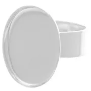 Bague réglable ovale 18x13 mm - Taille 54 à 58 - Argenté x1