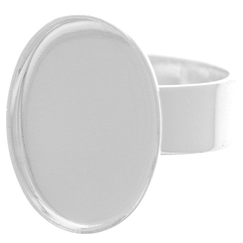 Bague réglable ovale 18x13 mm - Taille 54 à 58 - Argenté x1