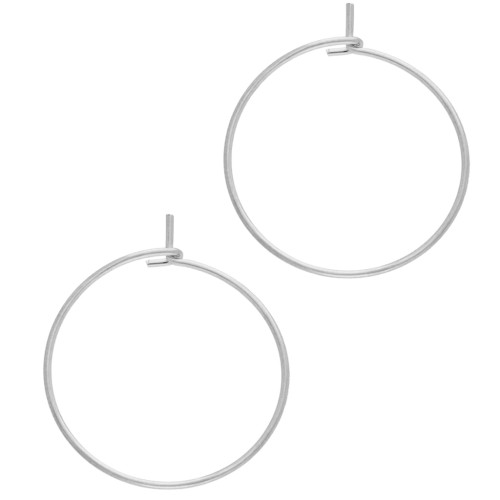 Créoles fines à décorer 25 mm - Fil 0.8 mm - Rhodié x2