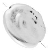 Perle irrégulière - palet rond 17 mm - Placage Argent fin vieilli x1