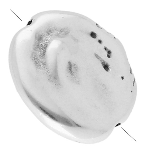 Perle irrégulière - palet rond 17 mm - Placage Argent fin vieilli x1
