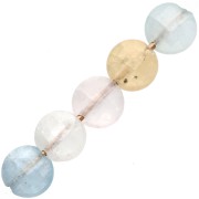 Perles plates rondes facettées - palets 4 mm en pierre gemme - Morganite x10