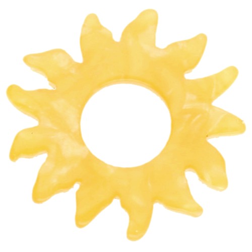 Pendentif soleil 22 mm en acétate - Jaune nacré x1