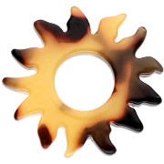 Pendentif soleil 22 mm en acétate - Ecaille de tortue - Marron - Noir x1