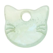 Breloque tête de chat 14.5x15.5 mm en acétate - Marbré Vert d'eau pailleté nacré