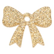 Pendentif noeud 16.5x20 mm en acrylique - Pailleté Doré x1