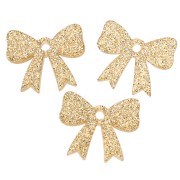 Pendentif noeud 16.5x20 mm en acrylique - Pailleté Doré x1