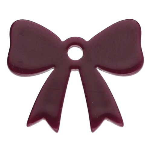 Pendentif noeud 16.5x20 mm en acrylique opaque - Lie de vin x1