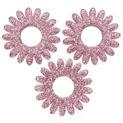 Pendentif fleur marguerite 20 mm en acrylique - Pailleté vieux rose x1