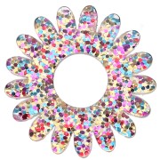 Pendentif fleur marguerite 20 mm en acrylique - Pailleté multicolore x1|raw }}