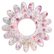Pendentif fleur marguerite 20 mm en acrylique - Pailleté Rose AB x1|raw }}