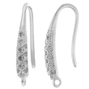 Crochets d'oreilles 20 mm avec oxyde de zirconium & anneau - Placage Argent fin x2|raw }}