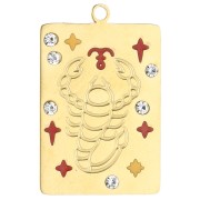 Pendentif rectangle 27.5x18 mm - signe du zodiaque Scorpion - Acier inox 304 Doré