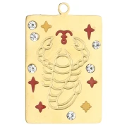 Pendentif rectangle 27.5x18 mm - signe du zodiaque Scorpion - Acier inox 304 Doré