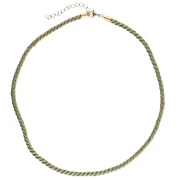 Collier cordon torsadé en polyester 4 mm - Acier inox 304 - Doré - Kaki x1