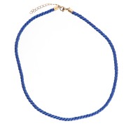 Collier cordon torsadé en polyester 4 mm - Acier inox 304 - Doré - Bleu dur x1