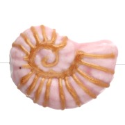 Perle coquillage escargot 21.5x16.5 mm en céramique - Rose - Doré x1