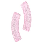 Perles tube incurvé 32x8 mm en acrylique transparente - Rose Pailleté Argenté x6