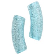Perles tube incurvé 35x11 mm en acrylique transparente - Bleu Pailleté Argenté x6