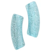 Perles tube incurvé 35x11 mm en acrylique transparente - Bleu Pailleté Argenté x6