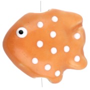 Perle poisson à pois 20x16 mm en céramique - Orange - Blanc x1