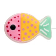 Perle poisson 20x13 mm en verre - motif pois - Rose - Orange - Vert menthe x1