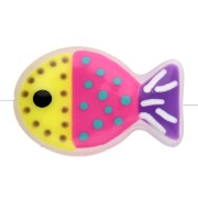 Perle poisson 20x13 mm en verre - motif pois - Jaune fluo - Rose fluo - Violet x1