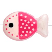 Perle poisson 20x13 mm en verre - motif pois - Nude - Rose corail fluo - Blanc x1