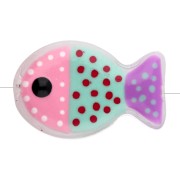 Perle poisson 20x13 mm en verre - motif pois - Rose - Vert menthe - Violet x1