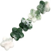 Perles fleur 6 mm en pierre gemme - Quartzite vert x10