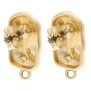 Clous d'oreilles rectangle irrégulier martelé 20.5x11 mm - Doré à l'or fin x2