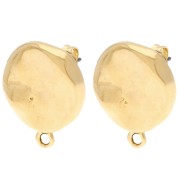 Clous d'oreilles rond irrégulier martelé 17.5 mm - Doré à l'or fin x2