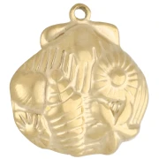 Pendentif coquillage 21x20 mm motif marin en relief - Acier inoxydable 304 Doré x1