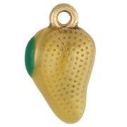 Breloque mangue 15x8.5 mm en résine époxy - Acier inoxydable 304 Doré - Jaune x1|raw }}