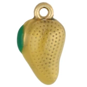 Breloque mangue 15x8.5 mm en résine époxy - Acier inoxydable 304 Doré - Jaune x1